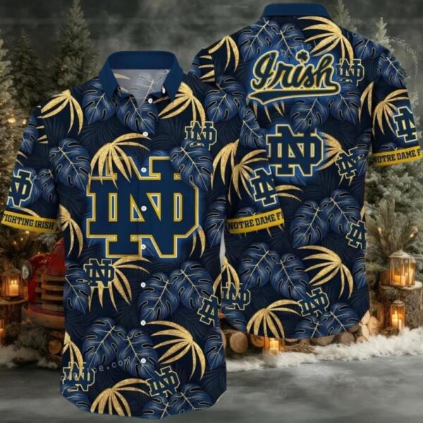 Notre Dame Fighting Irish NCAA Flower Button Up Hawaiian Shirt 3D Shirt