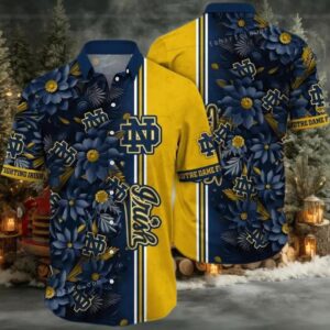 Notre Dame Fighting Irish NCAA Flower Custom Cheap Hawaiian Shirt 3D Shirt