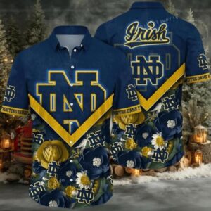 Notre Dame Fighting Irish NCAA Flower Custom Cheap Hawaiian Shirt