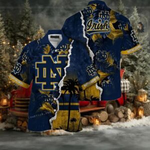 Notre Dame Fighting Irish NCAA Flower Custom Hawaiian Shirt 3D Shirt