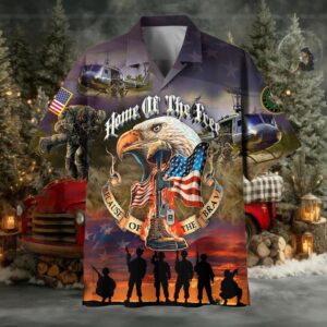 Official Home Of The Free Because Of The Brave US Veterans Hawaiian Shirt
