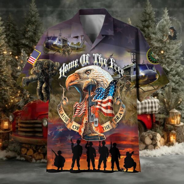 Official Home Of The Free Because Of The Brave US Veterans Hawaiian Shirt