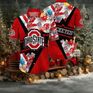 Ohio State Buckeyes NCAA Flower Cheap Hawaiian Shirt 3D Shir