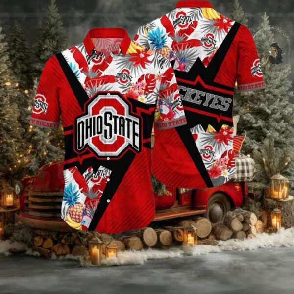 Ohio State Buckeyes NCAA Flower Cheap Hawaiian Shirt 3D Shir