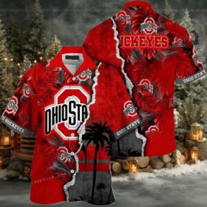 Ohio State Buckeyes NCAA Flower Custom Cheap Hawaiian Shirt 3D Shirt
