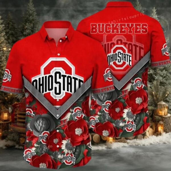 Ohio State Buckeyes NCAA Flower Custom Cheap Hawaiian Shirt