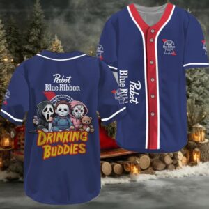 Pabst Blue Ribbon Halloween Drinking Buddies Baseball Jersey