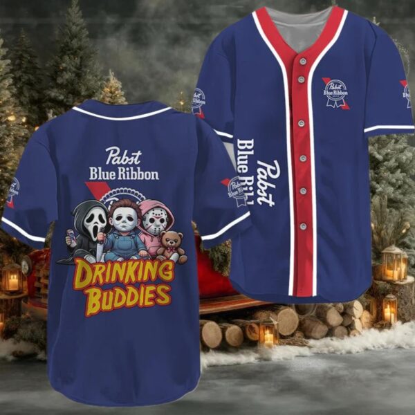Pabst Blue Ribbon Halloween Drinking Buddies Baseball Jersey