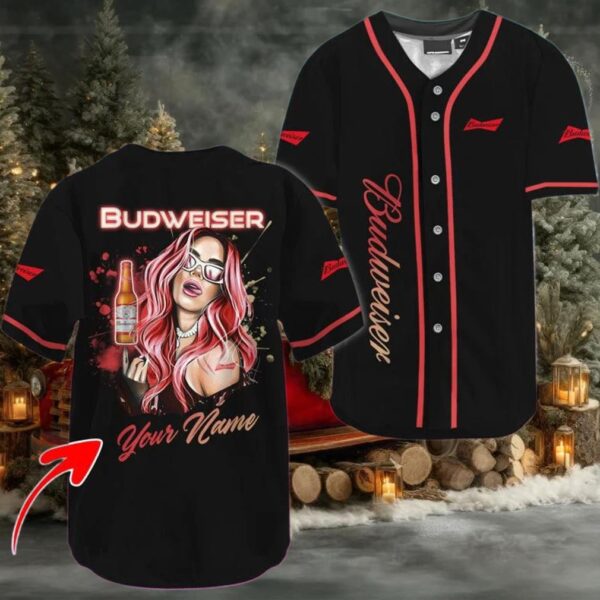 Personalized The Girl Like Budweiser Baseball Jersey