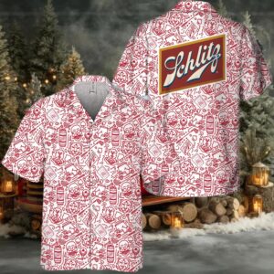Schlitz Beer Summer Doodle Art Hawaiian Shirt