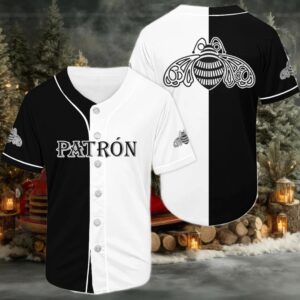 Split Patron Tequila Black And White Baseball Jersey
