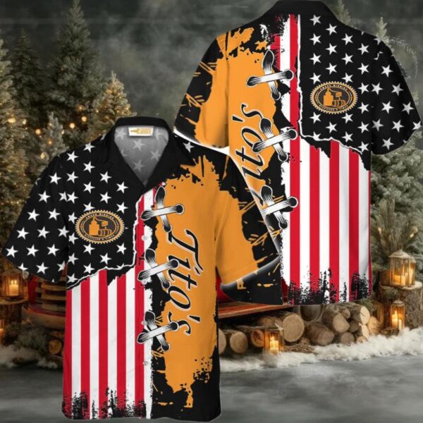 Tito’s Vodka USA Flag Patriotic Hawaiian Shirt