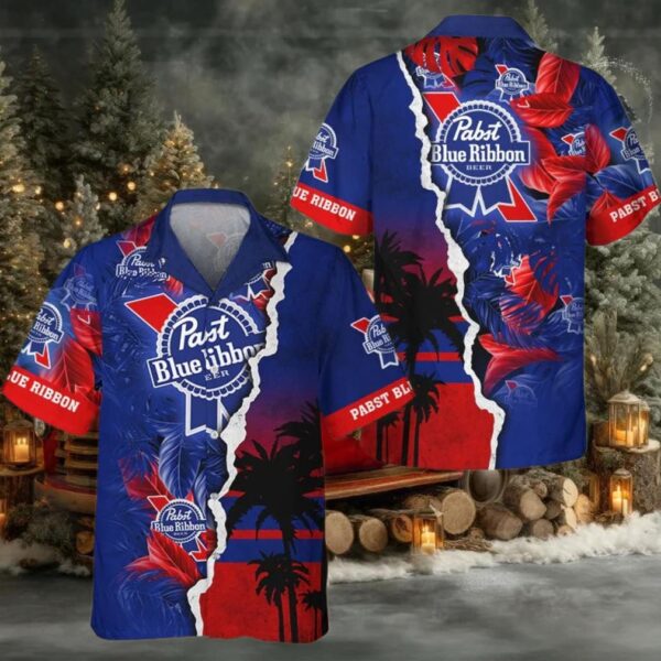 Tropical Torn Paper Pabst Blue Ribbon Hawaiian Shirt