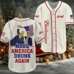Trump Make American Drunk Budweiser Again Baseball Jersey