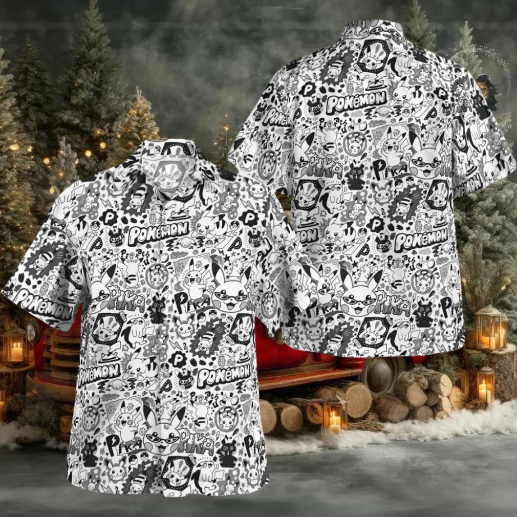 Pikachu Pokemon Black White Hawaiian Shirt Pikachu Pokemon Black White Hawaiian Shirt