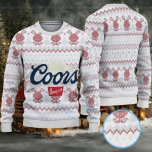 White Coors Banquet Beer Bunny Pattern Ugly Sweater