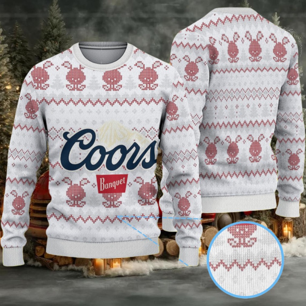 White Coors Banquet Beer Bunny Pattern Ugly Sweater White Coors Banquet Beer Bunny Pattern Ugly Sweater