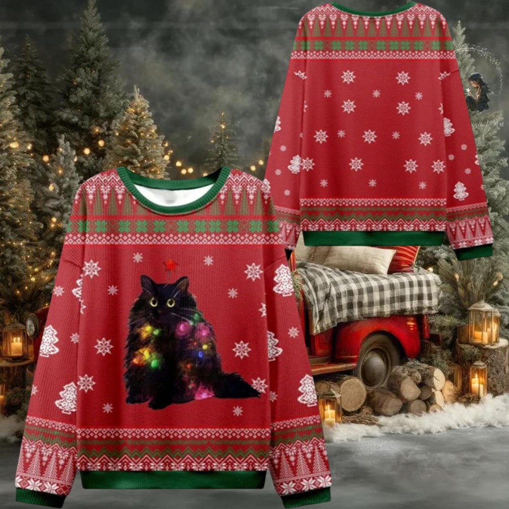 2025 Christmas Lights Cat Ugly Christmas Sweater 2025 Christmas Lights Cat Ugly Christmas Sweater