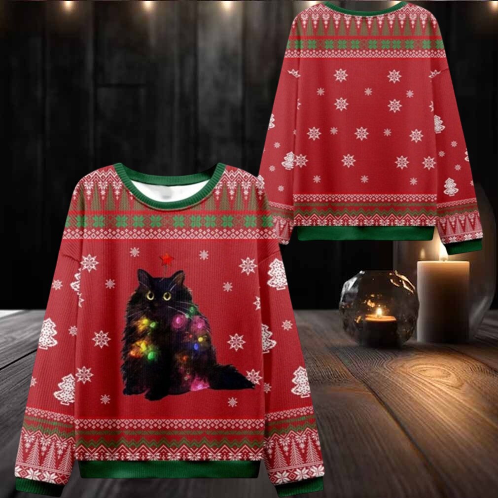 2025 Christmas Lights Cat Ugly Christmas Sweater 2025 Christmas Lights Cat Ugly Christmas Sweater
