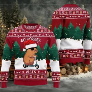 2025 Christmas No Worries Vibes Capybara Ugly Christmas Sweater 2025 Christmas No Worries Vibes Capybara Ugly Christmas Sweater