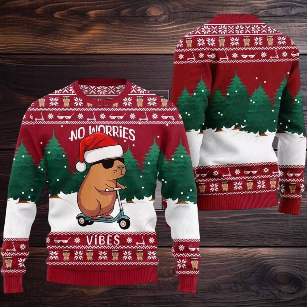2025 Christmas No Worries Vibes Capybara Ugly Christmas Sweater 2025 Christmas No Worries Vibes Capybara Ugly Christmas Sweater