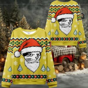 2025 Christmas Santa Cat Ugly Christmas Sweater