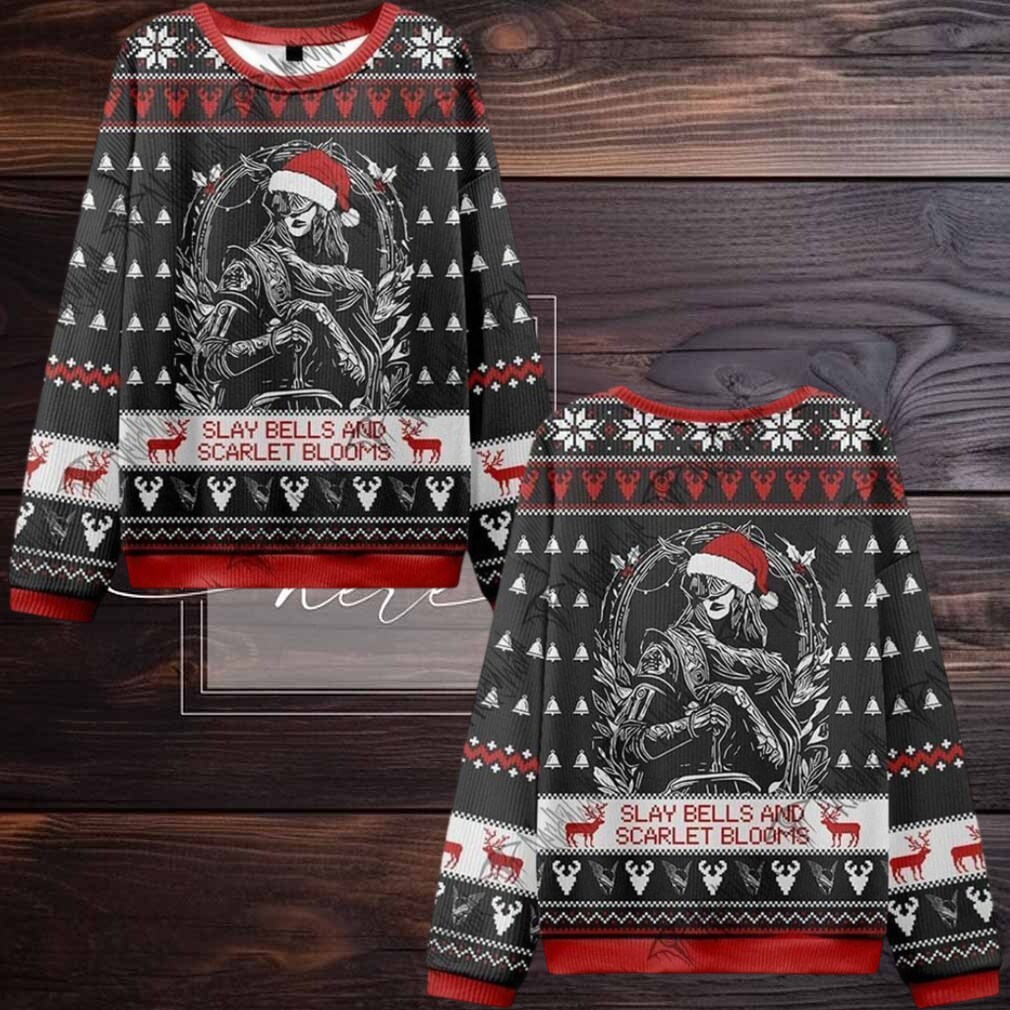 2025 Christmas Slay Bells and Scarlet Blooms Ugly Christmas Sweater 2025 Christmas Slay Bells and Scarlet Blooms Ugly Christmas Sweater