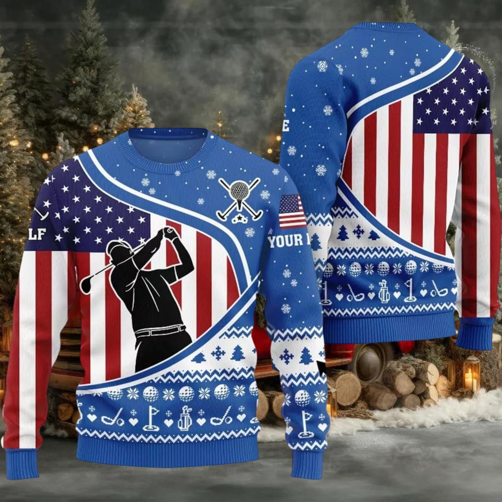 2025 Christmas USA Flag Golf Ugly Christmas Sweater 2025 Christmas USA Flag Golf Ugly Christmas Sweater