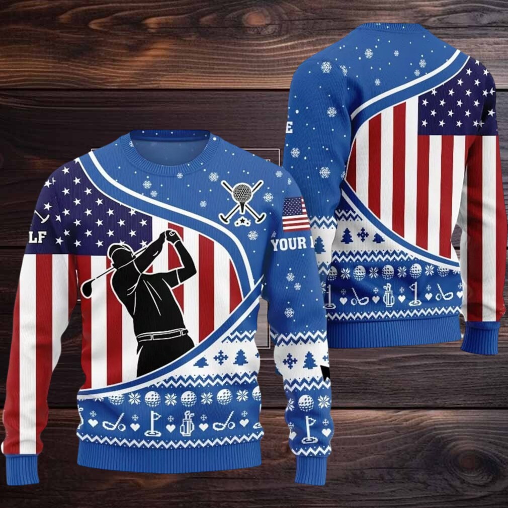 2025 Christmas USA Flag Golf Ugly Christmas Sweater 2025 Christmas USA Flag Golf Ugly Christmas Sweater