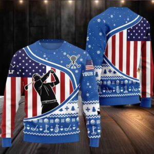 2025 Christmas USA Flag Golf Ugly Christmas Sweater