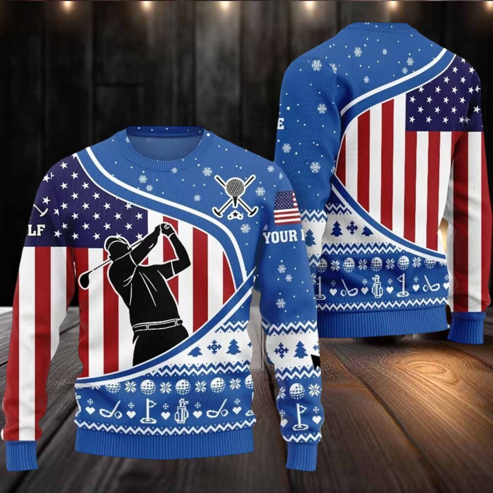 2025 Christmas USA Flag Golf Ugly Christmas Sweater 2025 Christmas USA Flag Golf Ugly Christmas Sweater