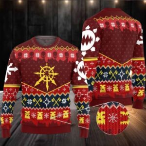 2025 Christmas Warhammer Slay Bells Ring Khorne Chaos Iconic Ugly Christmas Sweater