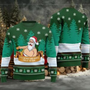 2025 Christmas Wine derful Santa Ugly Christmas Sweater