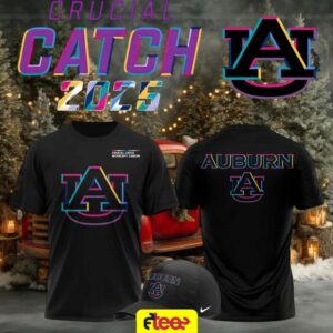 2025 Crucial Catch Intercept Cancer Auburn Tigers football 2 sided t shirt