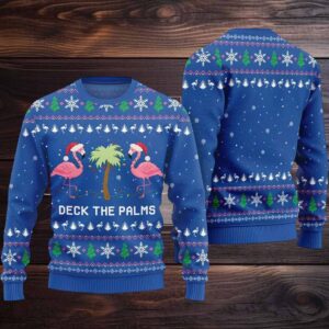 2025 Flamingo Deck The Palms Ugly Christmas Sweater
