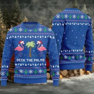 2025 Flamingo Deck The Palms Ugly Christmas Sweater