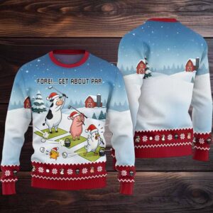 2025 Fore Get About Par Ugly Christmas Sweater