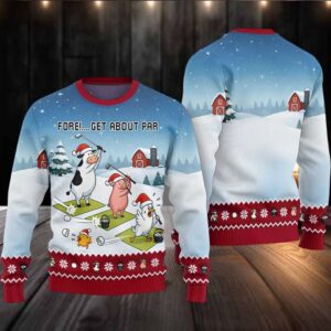 2025 Fore Get About Par Ugly Christmas Sweater