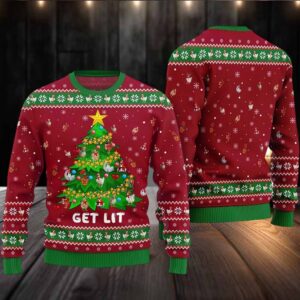 2025 Get Lit Chicken Ornament On Christmas Tree Ugly Christmas Sweater