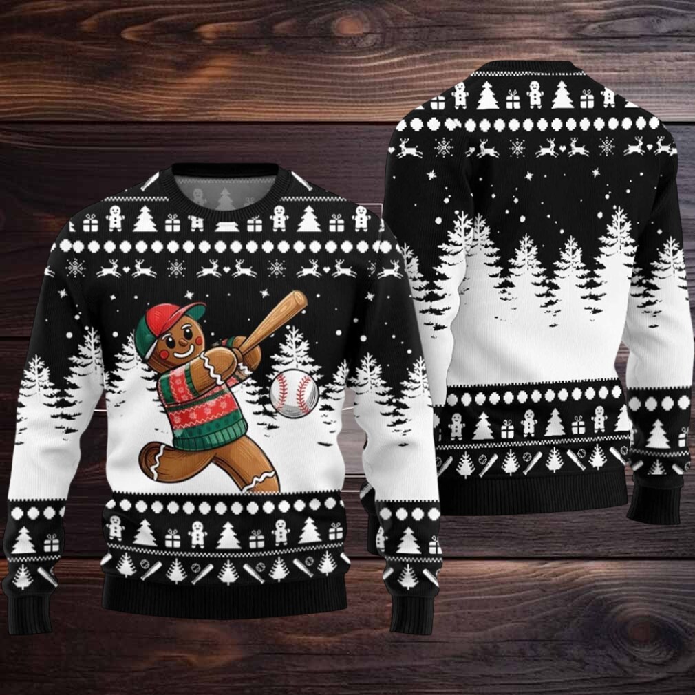 2025 Gingerbread Baseball Ugly Christmas Sweater 2025 Gingerbread Baseball Ugly Christmas Sweater