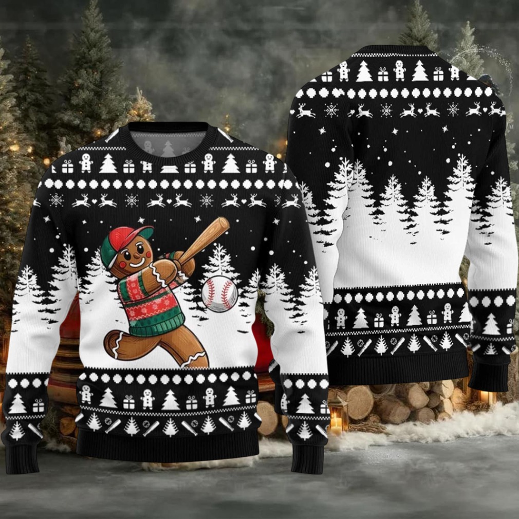 2025 Gingerbread Baseball Ugly Christmas Sweater 2025 Gingerbread Baseball Ugly Christmas Sweater