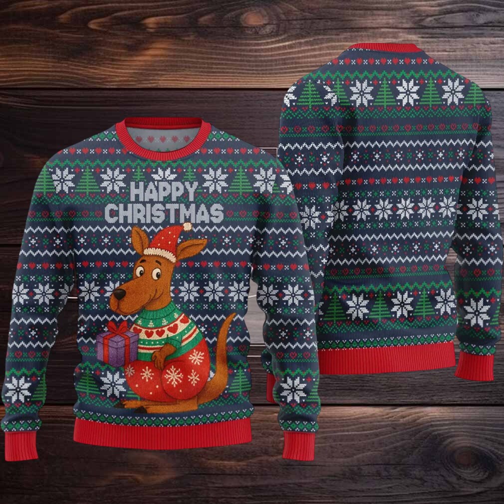 2025 Happy Christmas Kangaroo Ugly Christmas Sweater 2025 Happy Christmas Kangaroo Ugly Christmas Sweater