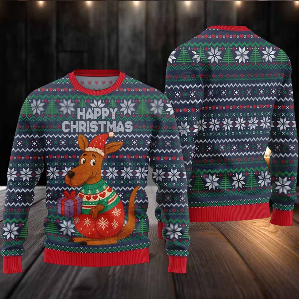 2025 Happy Christmas Kangaroo Ugly Christmas Sweater 2025 Happy Christmas Kangaroo Ugly Christmas Sweater