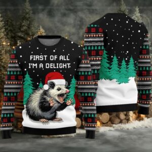2025 I Am A Delight Opossum Ugly Christmas Sweater