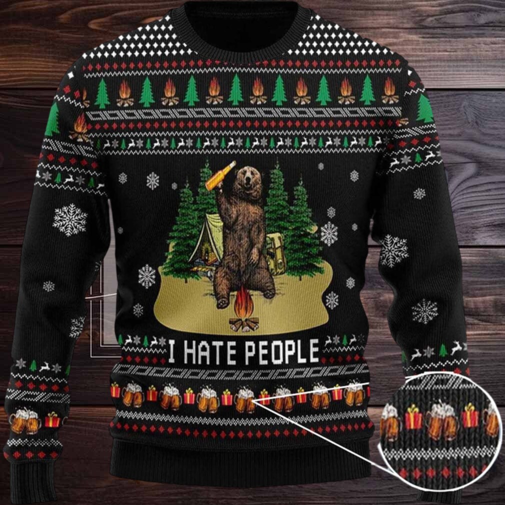 2025 I Hate People Bear Drinking Beer Ugly Christmas Sweater 2025 I Hate People Bear Drinking Beer Ugly Christmas Sweater
