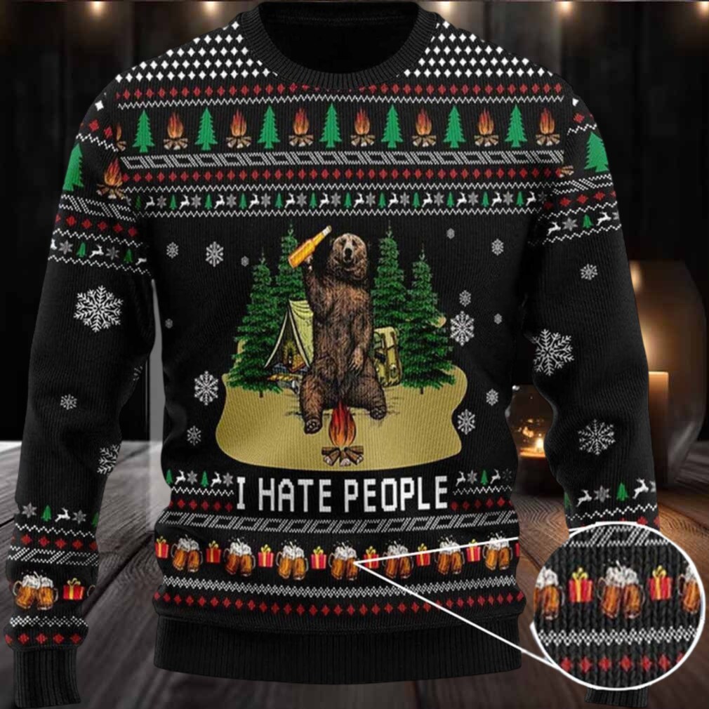 2025 I Hate People Bear Drinking Beer Ugly Christmas Sweater 2025 I Hate People Bear Drinking Beer Ugly Christmas Sweater
