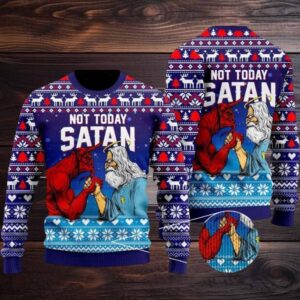 2025 Jesus Not Today Satan Ugly Christmas Sweater 2025 Jesus Not Today Satan Ugly Christmas Sweater