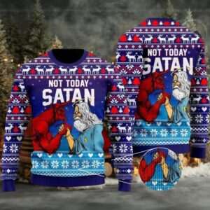 2025 Jesus Not Today Satan Ugly Christmas Sweater