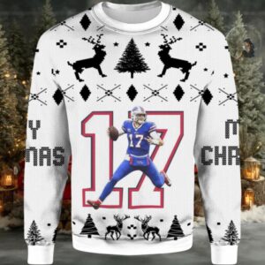 2025 Josh Allen No.17 Bills Ugly Christmas Sweater