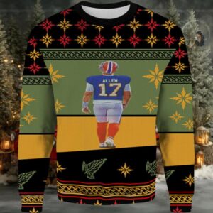 2025 Josh Allen Quarterback Ugly Christmas Sweater
